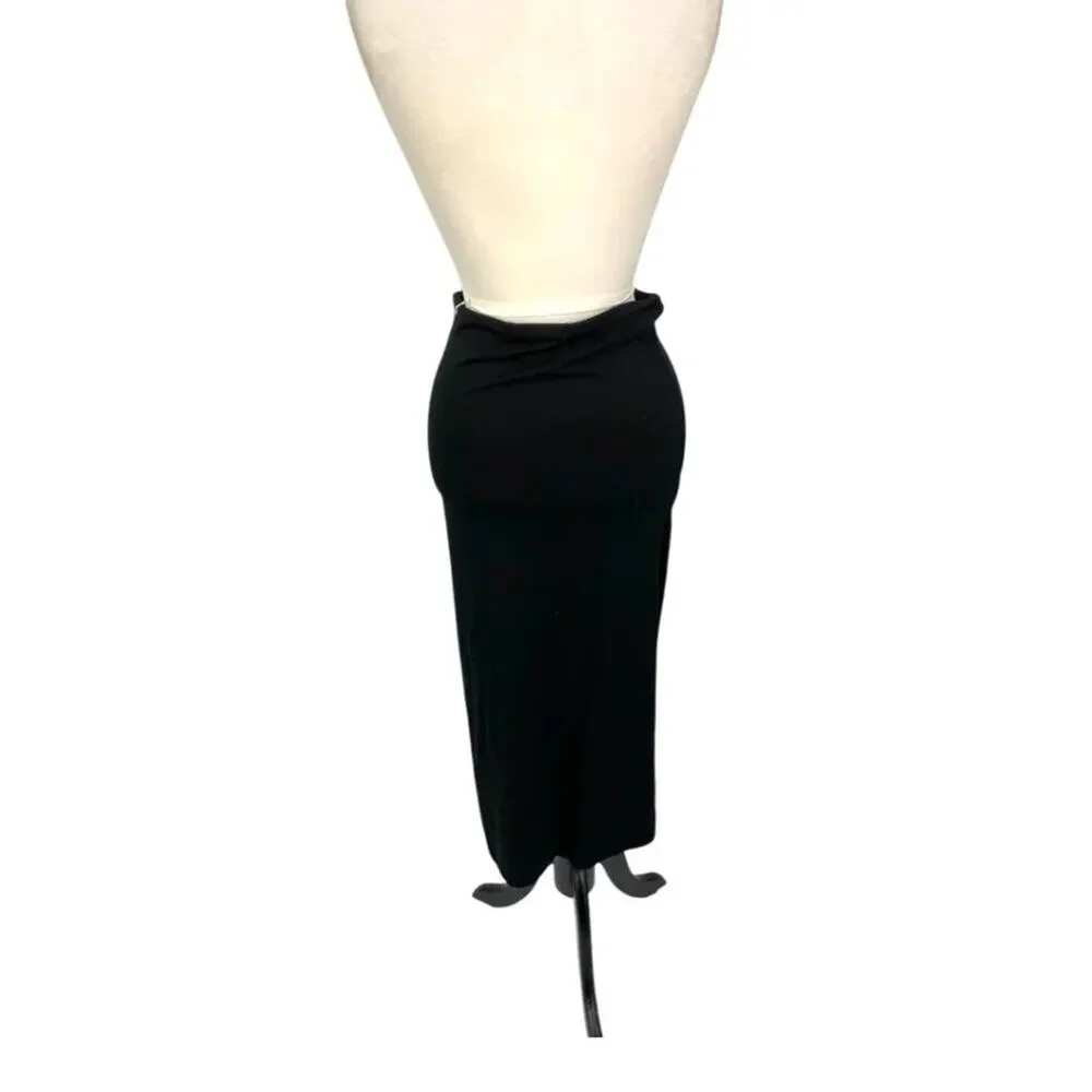 Halogen Ruched Jersey Midi Skirt Black Size XXS NWOT $34 MSRP